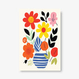 Vivid Blooms in Blue Vase