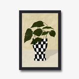 Monstera in Checker Vase